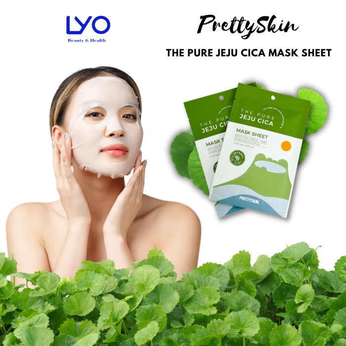 Hộp 10 miếng mặt nạ rau má PrettySkin The Pure Jeju Cica Mask Sheet 25ml x 10