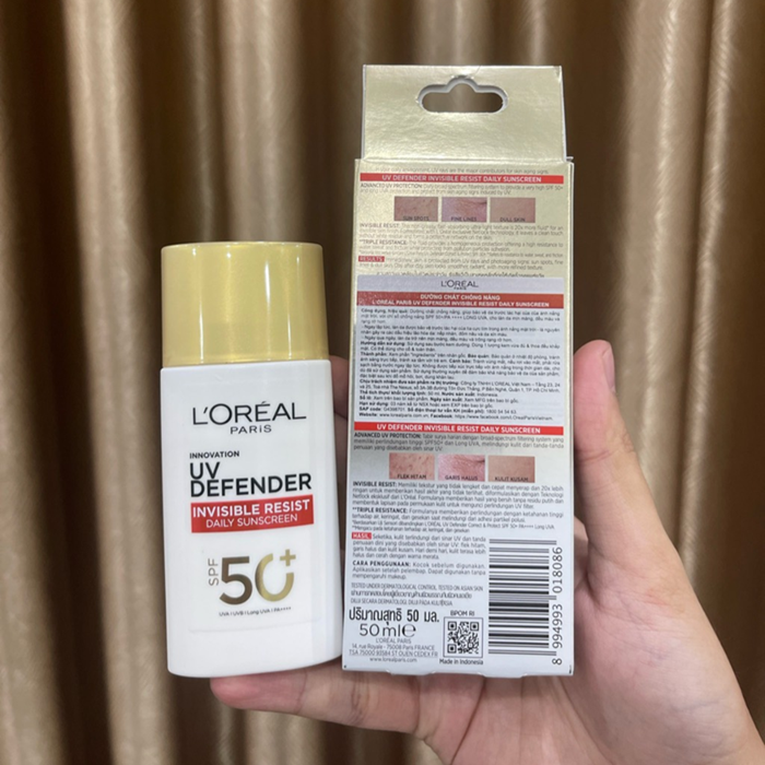 Kem Chống Nắng Thoáng Da, Siêu Mỏng Nhẹ L'Oreal Paris X20 UV Defender Serum Invisible Fluid / Resist Daily Sunscreen SPF50+ PA++++ Loreal 50ml