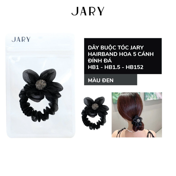 b118 - Jary - Dây Buộc Tóc, Hair Band - HB1- HB1.5 - Hoa 5 Cánh Đính Đá