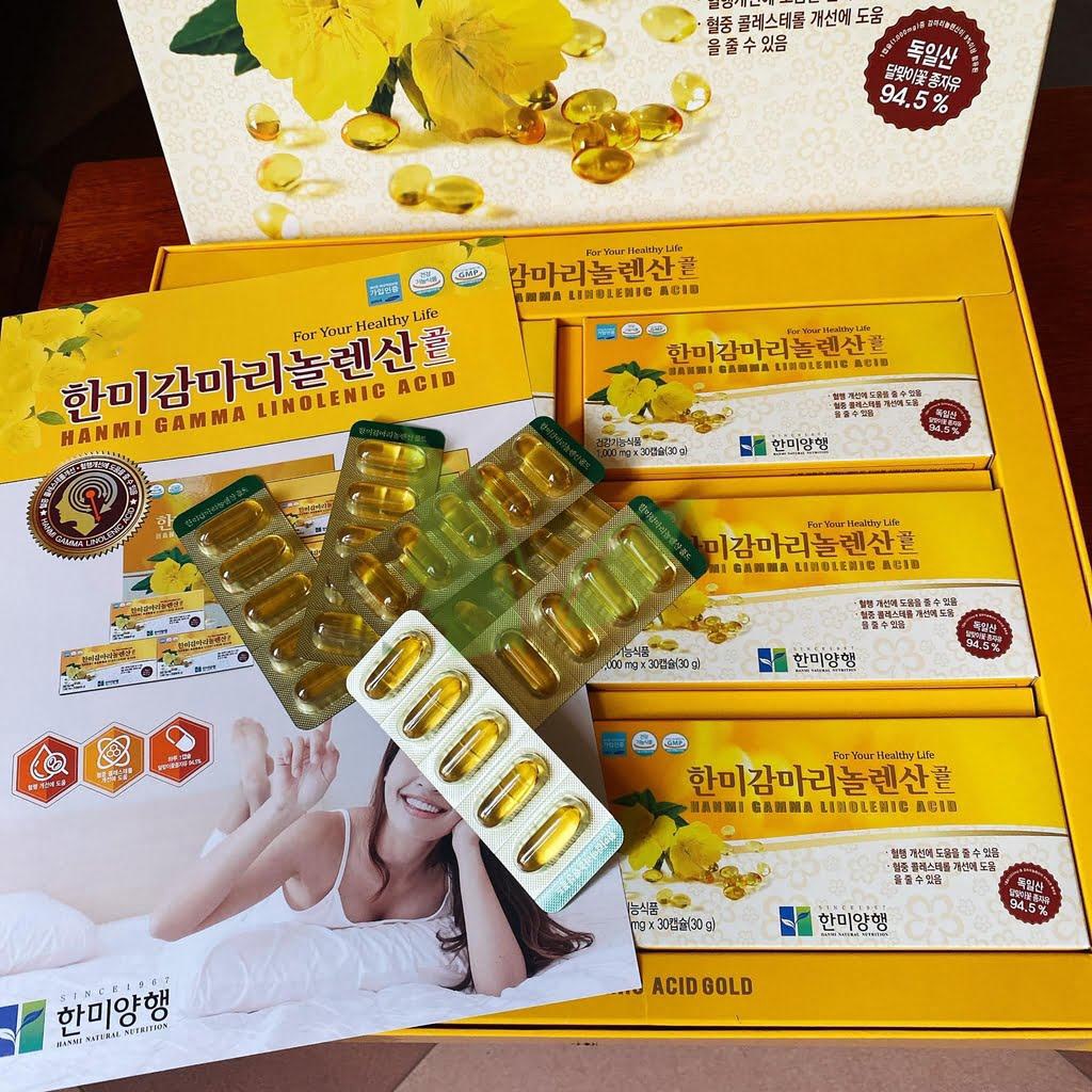a659 - Hanmi - Viên uống Tinh Dầu Hoa Anh Thảo Gamma Linolenic Acid Hộp 180 Viên