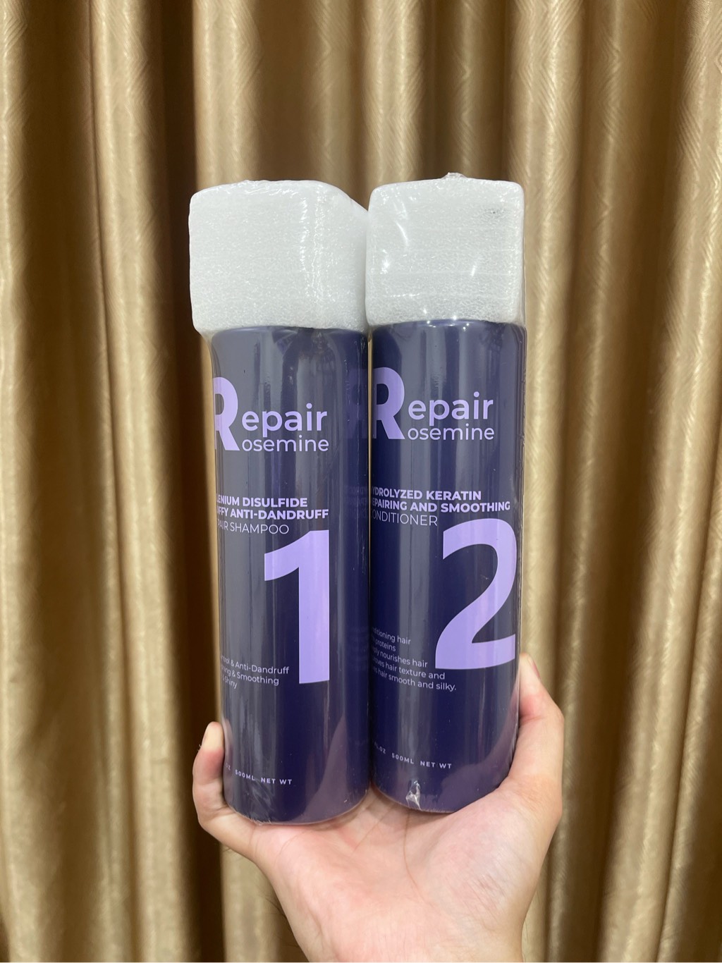 Combo Dầu Gội & Xả Phục Hồi, Làm Phồng Tóc, Giảm Gãy Rụng Rosemine Repair Hàn Quốc 500ml x 2 & 1000ml x 2