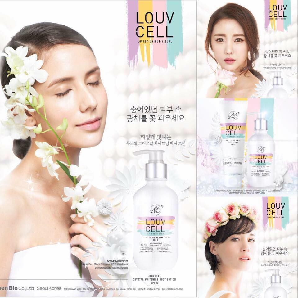 Sữa dưỡng thể trắng da Louv Cell Crystal Whitening Body Lotion SPF 5 120ml