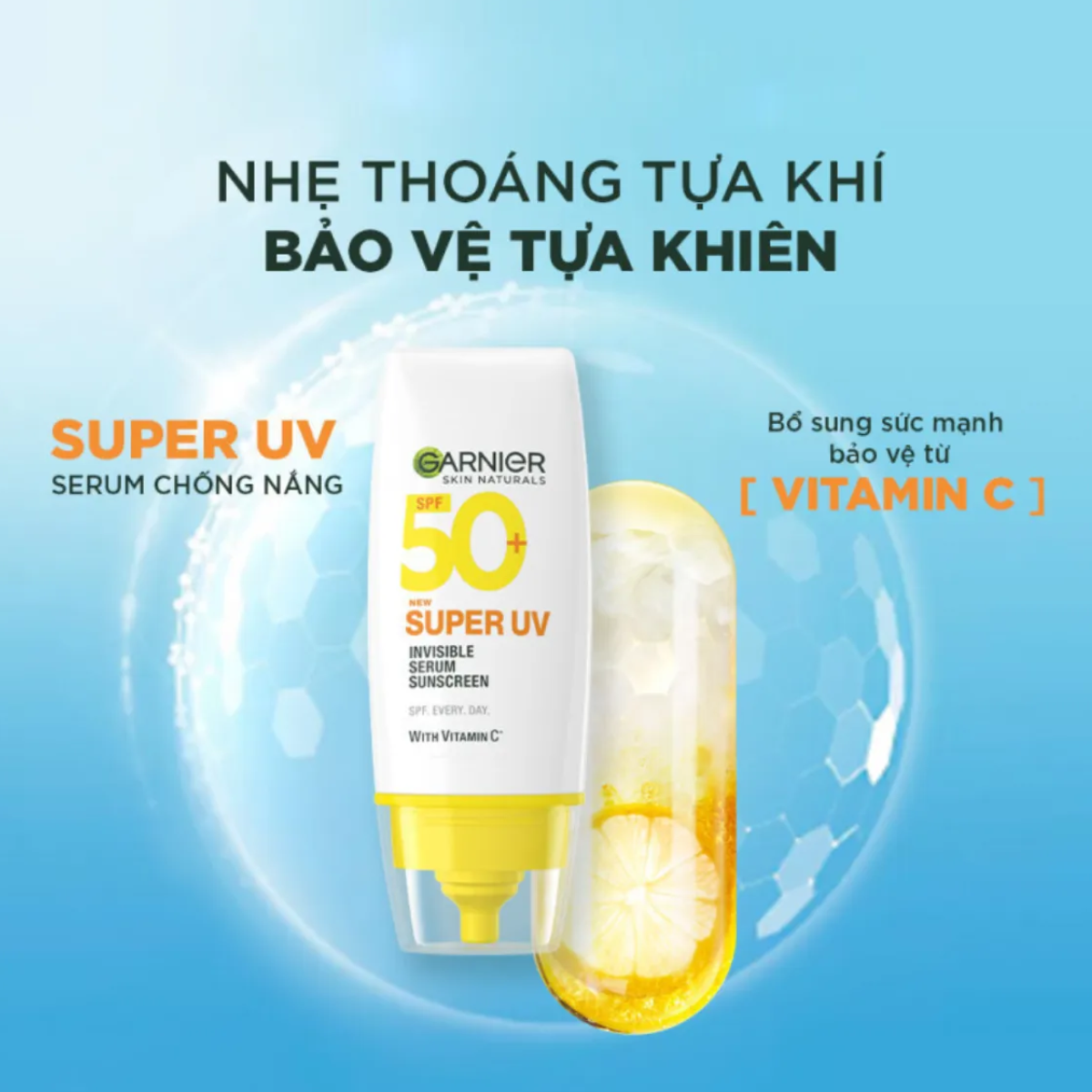 Kem Chống Nắng Phổ Rộng Kiềm Dầu & Giảm Mụn Garnier Super UV Anti - Acne / Invisible Serum Sunscreen SPF 50+PA++++ 30ml