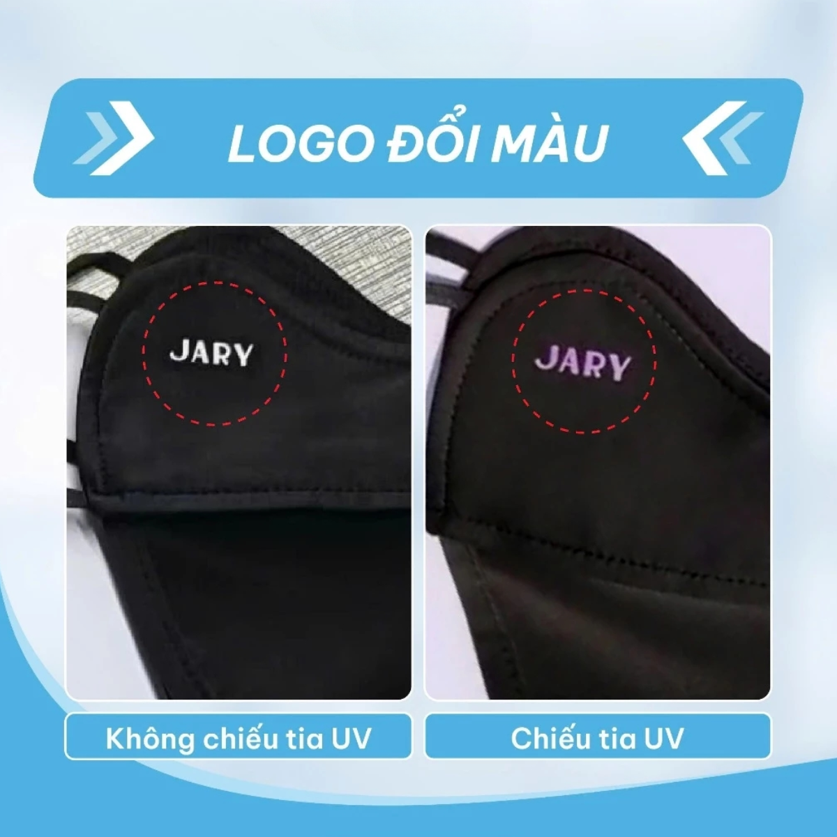 Khẩu Trang Vải, Logo Đổi Màu Chống Tia UV Jary Sun Protection Mask UPF50+