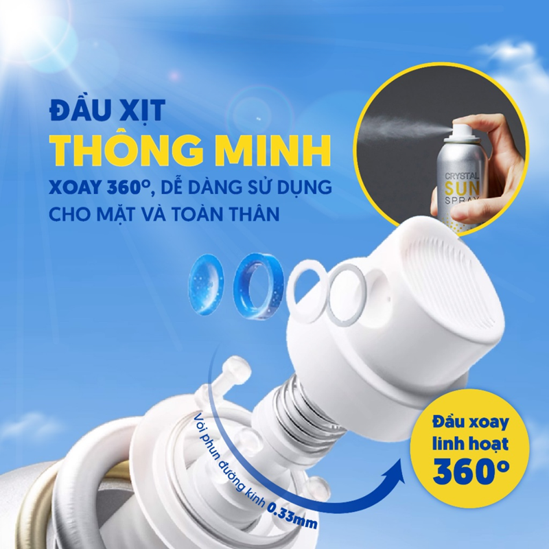 Xịt Chống Nắng Tối Ưu Cho Mặt & Body RECIPE Crystal Sun Spray RE:CIPE SPF50+ PA+++ Hàn Quốc 180ml