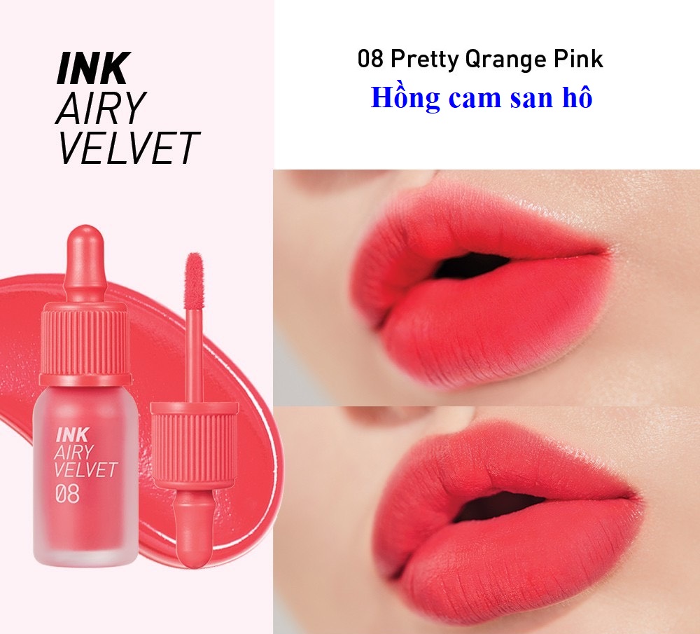 Son kem Peripera Peri's Ink Velvet / Ink AIRY Velvet - Son bóng Water Bare Tint