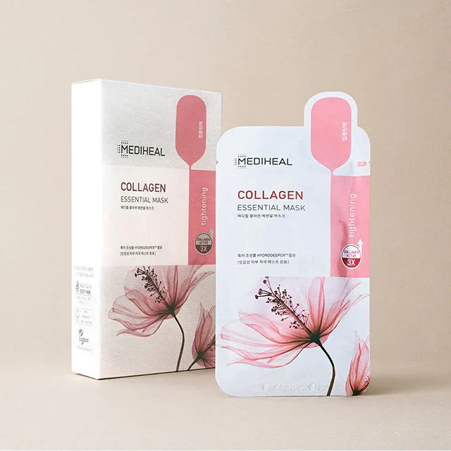 e458 - Mediheal - Nguyên Hộp Combo 10 Mặt Nạ Dưỡng Săn Chắc Da Mediheal Essential Mask - Hồng - Collagen Tightening 24ml