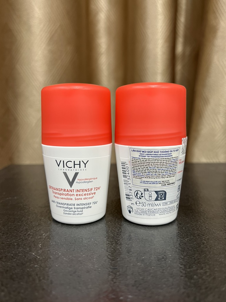 Lăn Khử Mùi Giúp Khô Thoáng Vùng Da Dưới Cánh Tay Suốt 48H - 72H Detransprirant Intensif Vichy Pháp 50ml