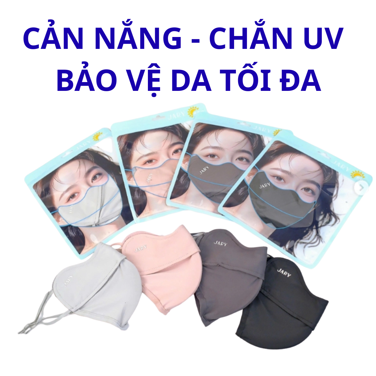 Khẩu Trang Vải, Logo Đổi Màu Chống Tia UV Jary Sun Protection Mask UPF50+