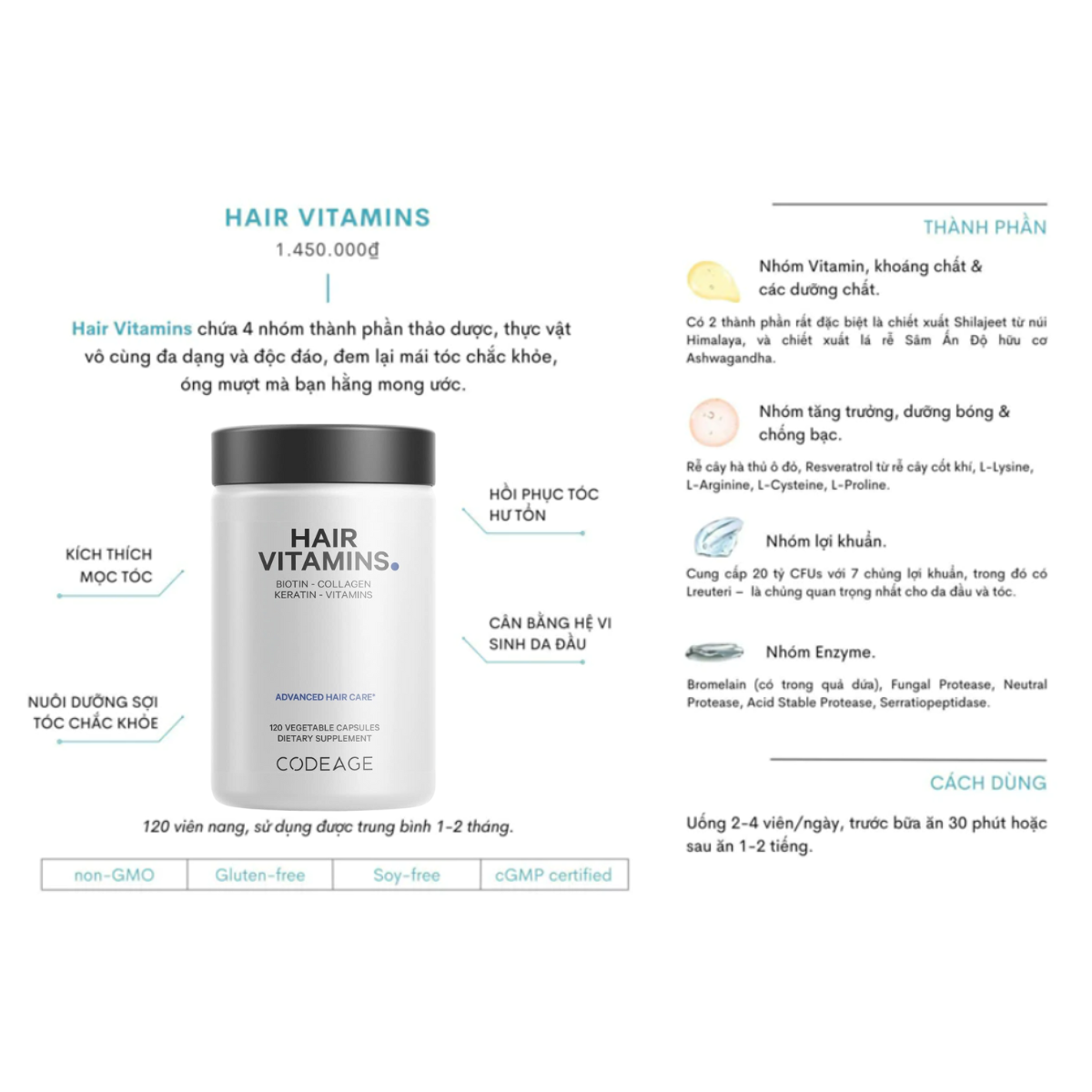 Viên Uống Trắng Da, Chống Lão Hóa CodeAge Liposomal Glutathione/Ovarian/NMN/Vitamin C/Magnesium USA