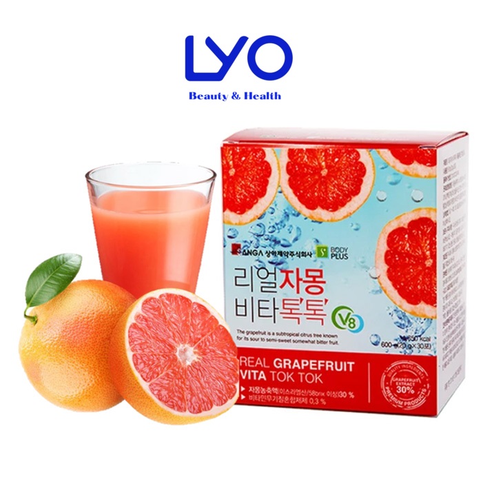 Nước ép bưởi đỏ Sanga Real Grapefruit Vita Tok Tok (Hộp 30 gói)