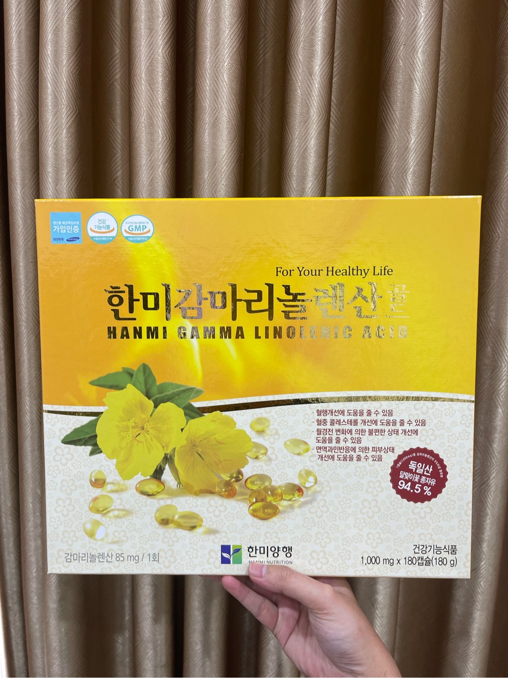a659 - Hanmi - Viên uống Tinh Dầu Hoa Anh Thảo Gamma Linolenic Acid Hộp 180 Viên