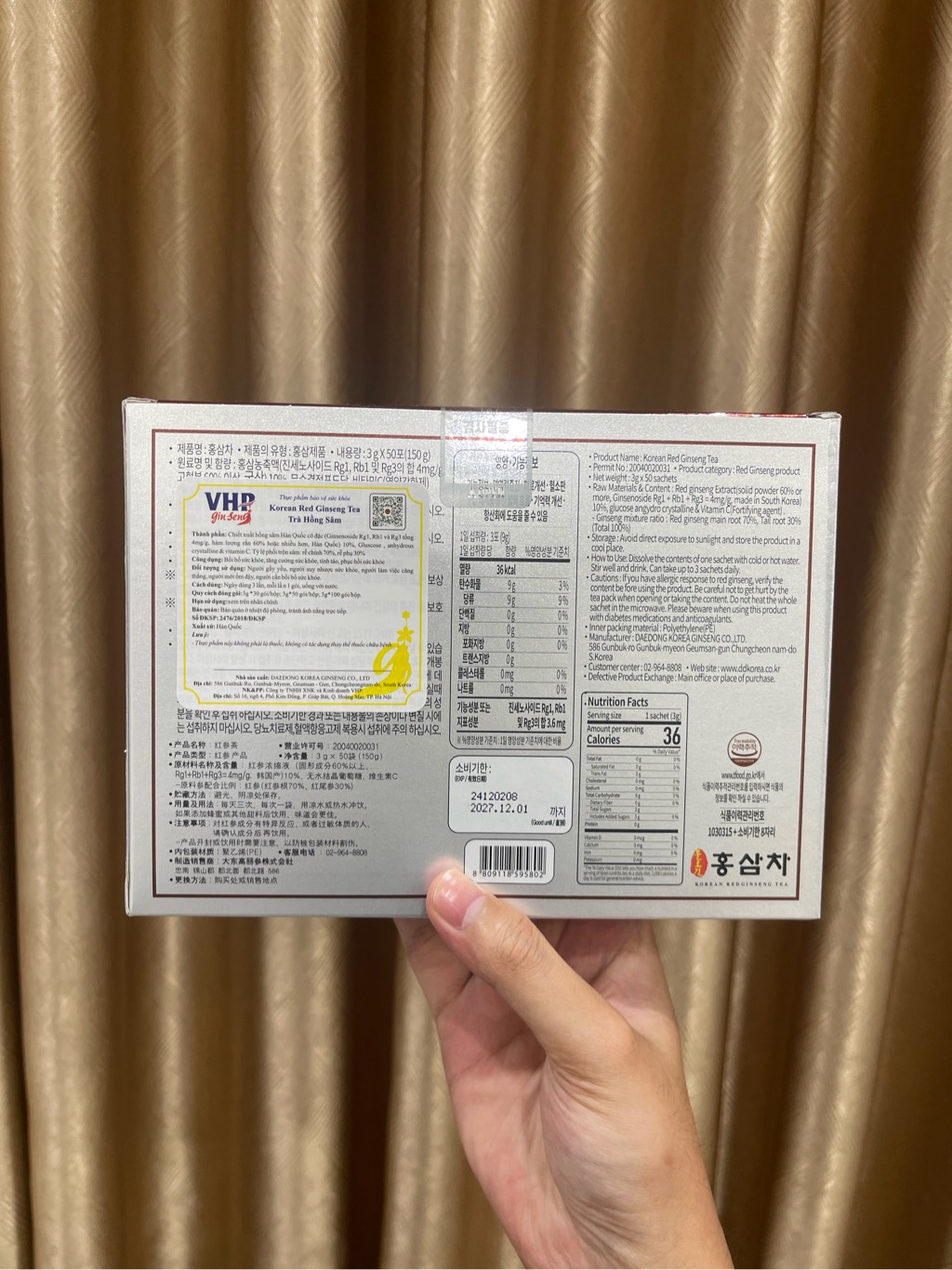 Trà Hồng Sâm Daedong Korea Ginseng Hàn Quốc (3g)- loại 50 gói
