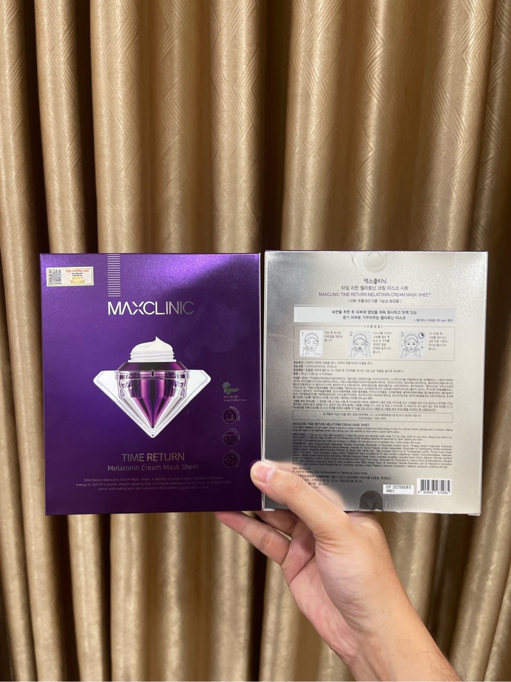 Hộp 4 Miếng Mặt Nạ Cấp Ẩm, Dưỡng Sáng Da Maxclinic Time Return Melatonin Cream Mask Sheets Hàn Quốc 28ml