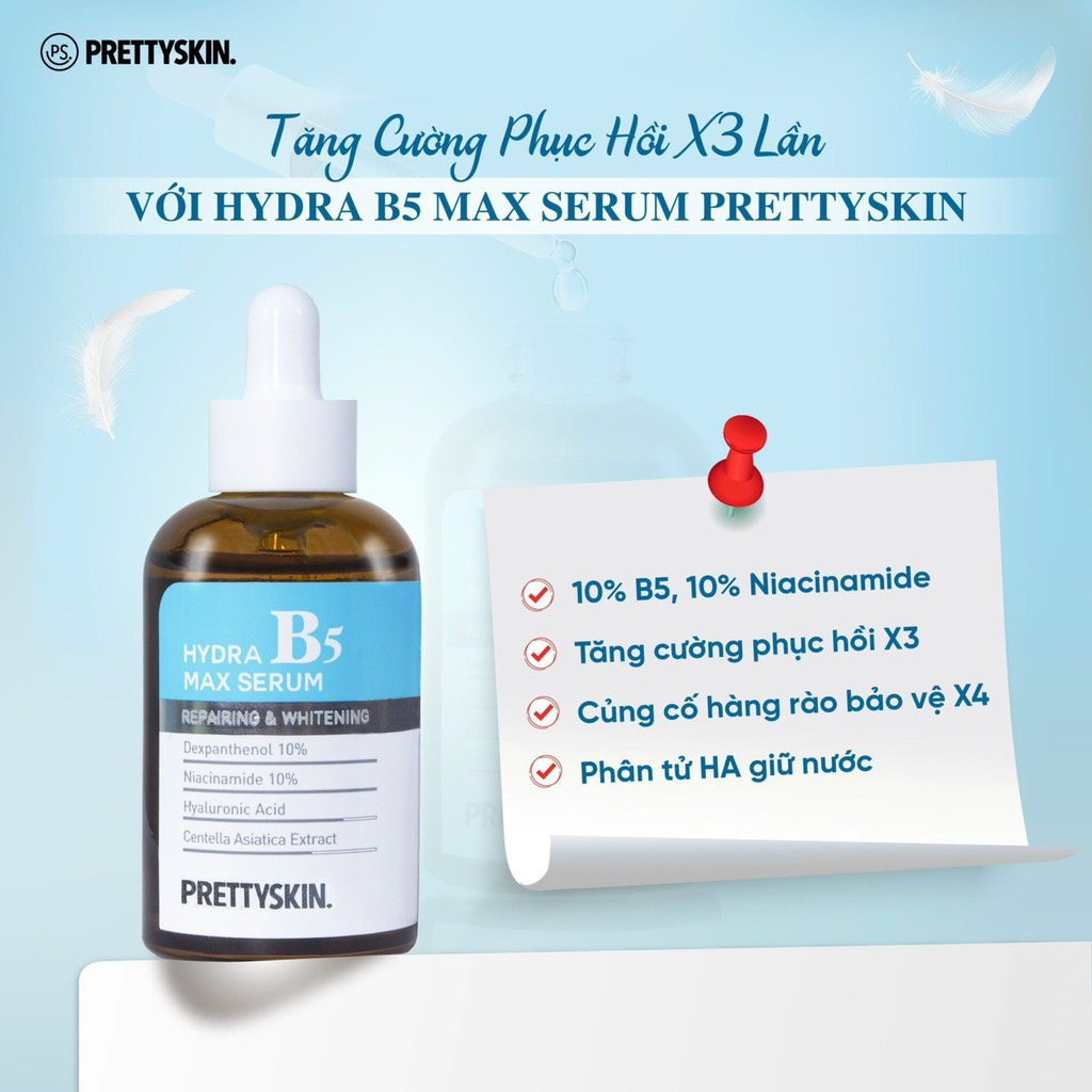 e725 - Pretty Skin - Combo 2 sp cấp ẩm phục hồi dưỡng trắng (Serum b5 xanh nhạt và kem dưỡng b5)