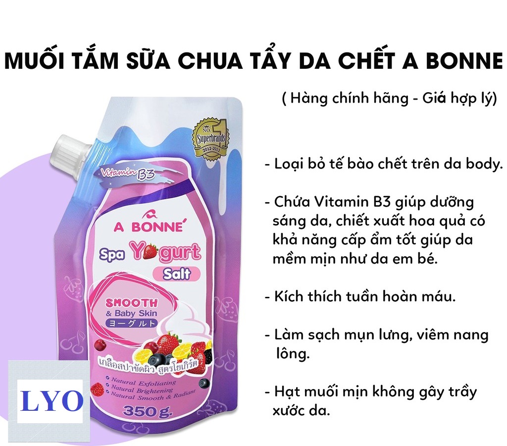 Muối Tắm Sữa Chua A Bonne Tẩy Tế Bào Chết Spa Yogurt Salt Smooth 350g