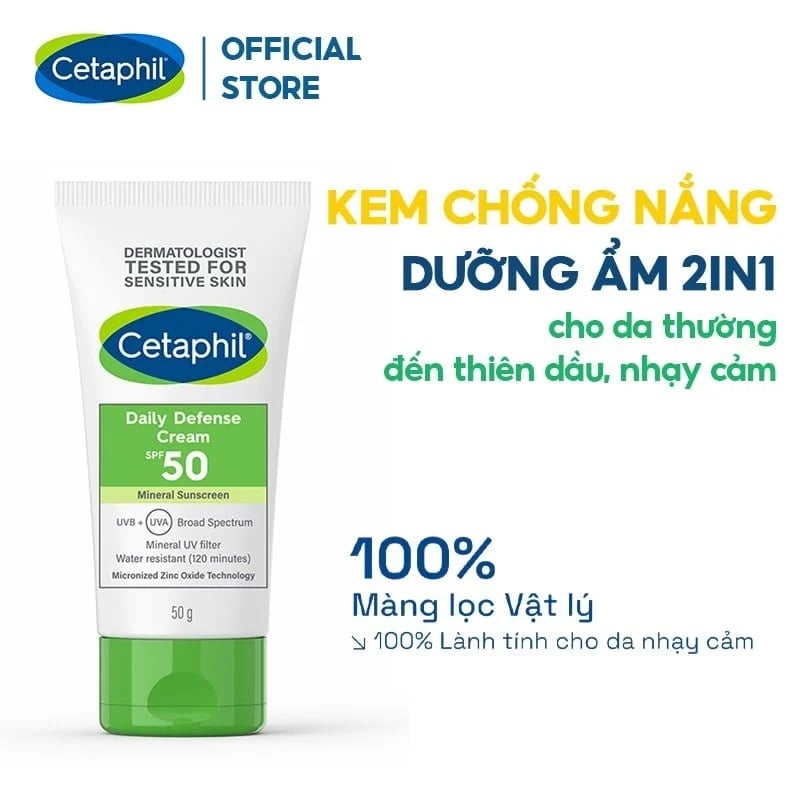 Kem Chống Nắng/ Gel Chống Nắng Cetaphil Dưỡng Ẩm 2in1 Cetaphil Daily Defense Cream/ Light Gel SPF50/ SPF50+ 50ml, 50g