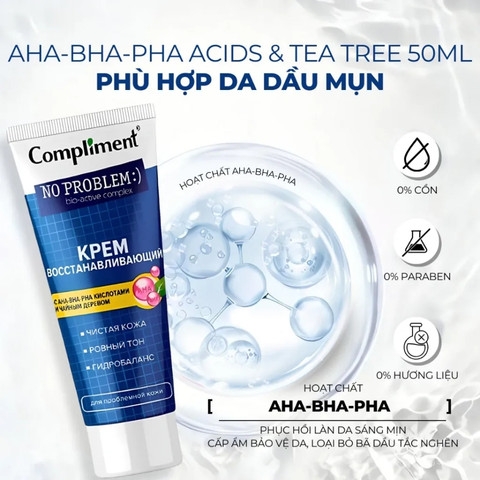 f207 - Kem Dưỡng Compliment AHA-BHA-PHA Tái Tạo, Giảm Mụn Sưng Đỏ, Làm Dịu & Phục Hồi Da 50ml