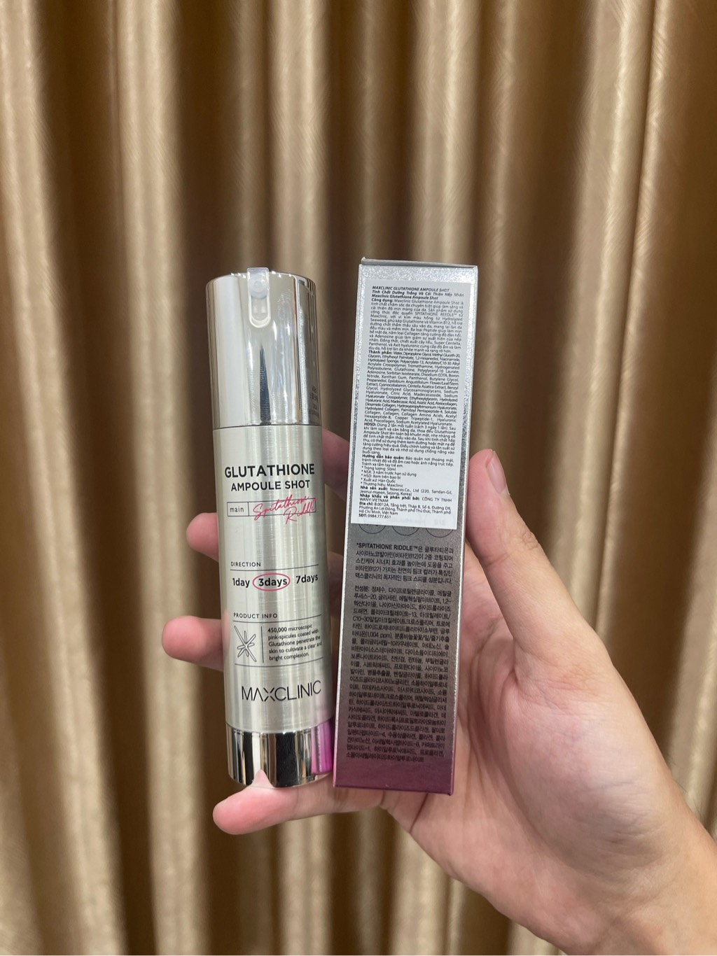 Tinh Chất Vi Kim Dưỡng Trắng Và Cải Thiện Nếp Nhăn Maxclinic Glutathione Ampoule Shot 1 Day / 3 Days Hàn Quốc 50ml