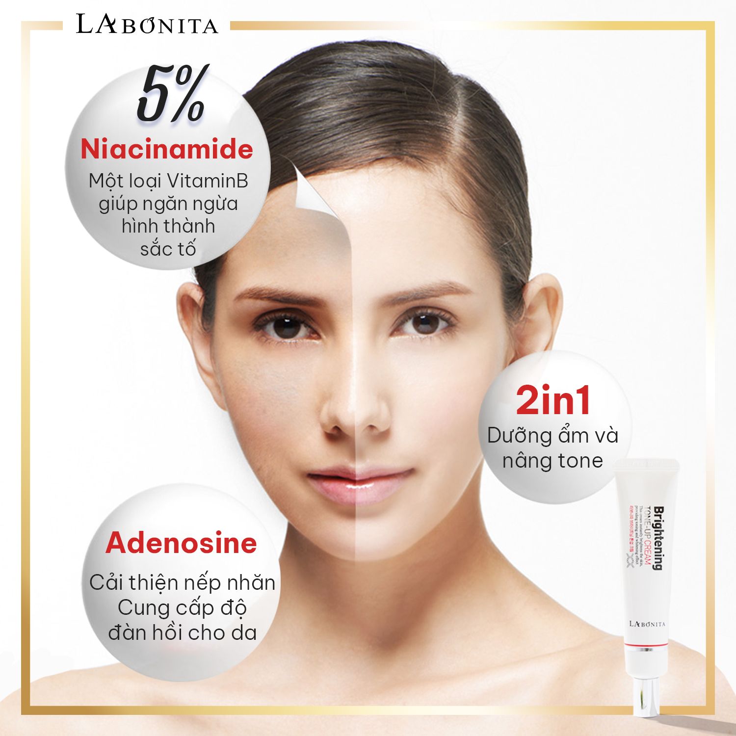 Kem Dưỡng Sáng Da Và Nâng Tone Da La Bonita Brightening Tone-Up Cream 40ml LYO