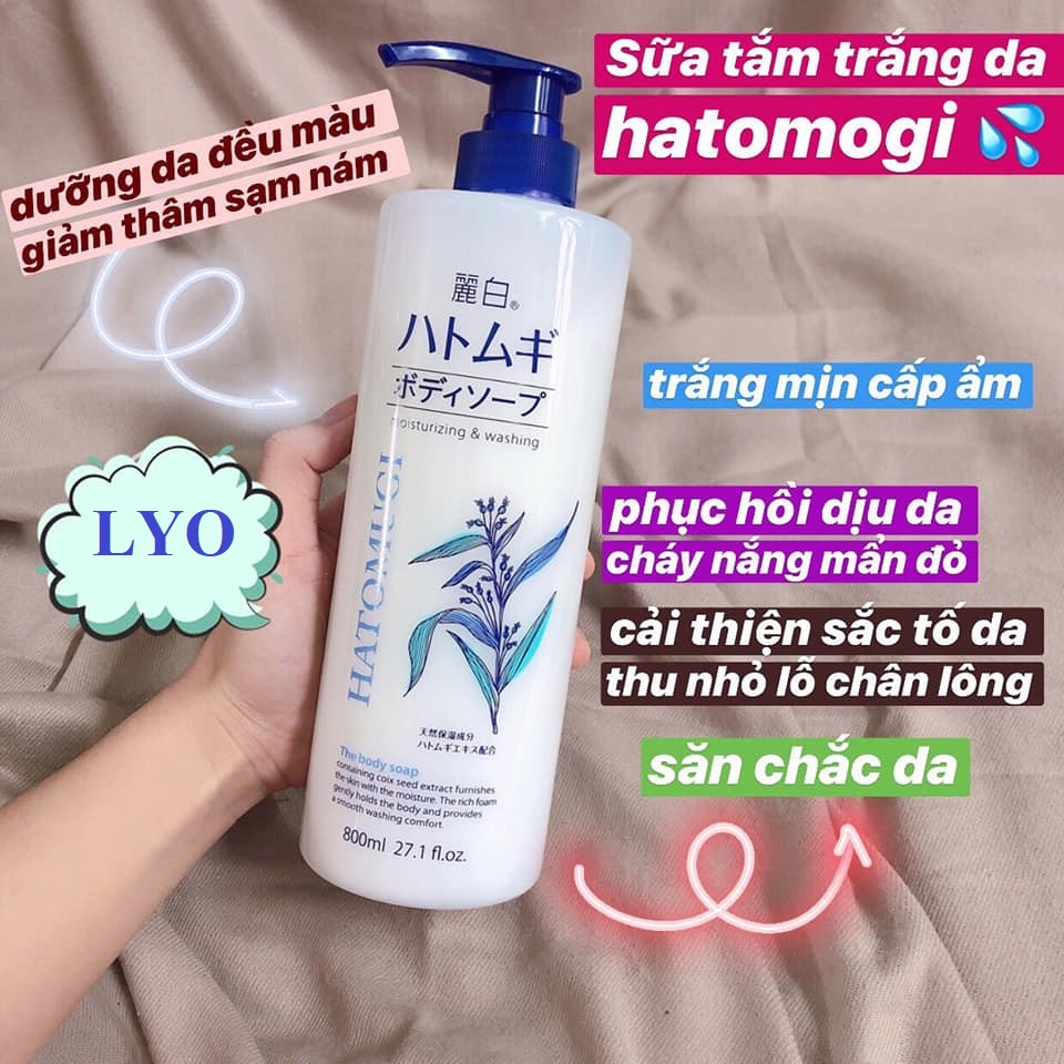 Sữa Tắm Ý Dĩ Dưỡng Ẩm Trắng Da Naturie Hatomugi The Body Soap 800ml