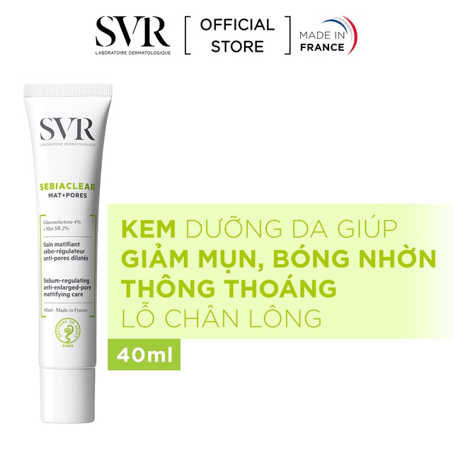 Kem Dưỡng Giảm Mụn, Thông Thoáng Lỗ Chân Lông SVR Sebiaclear Mat + Pores 40ml