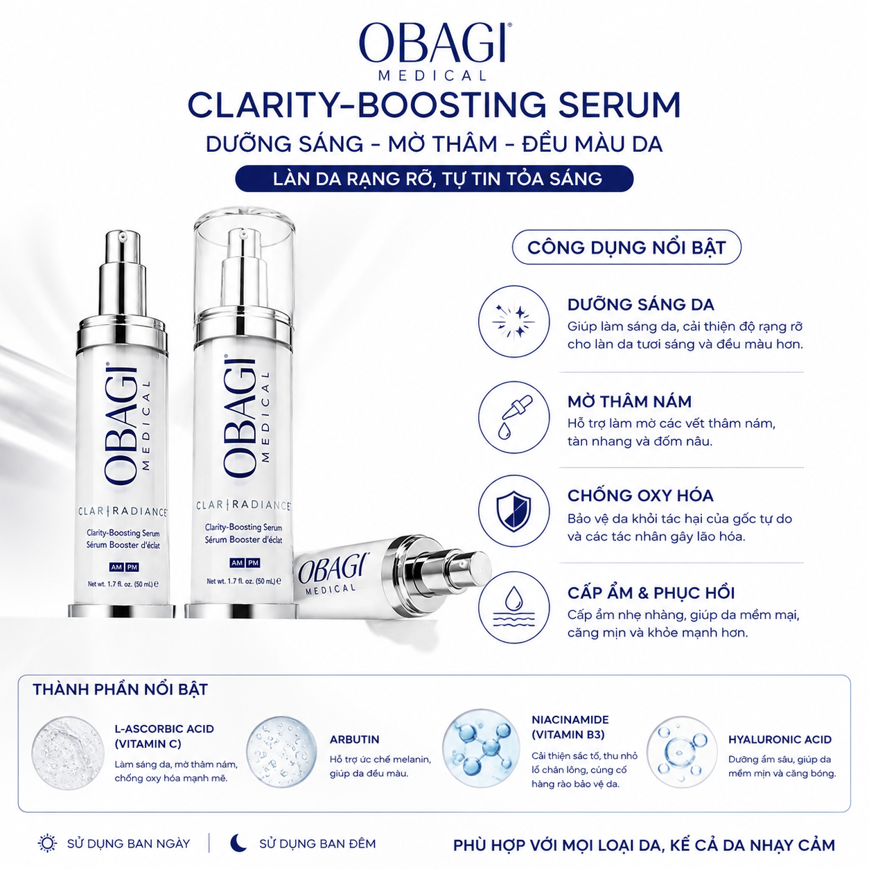 F449 - OBAGI - Lotion Hỗ Trợ Dưỡng Sáng Và Giảm Thâm Nám Obagi Suzanobagimd Claribright 50g
