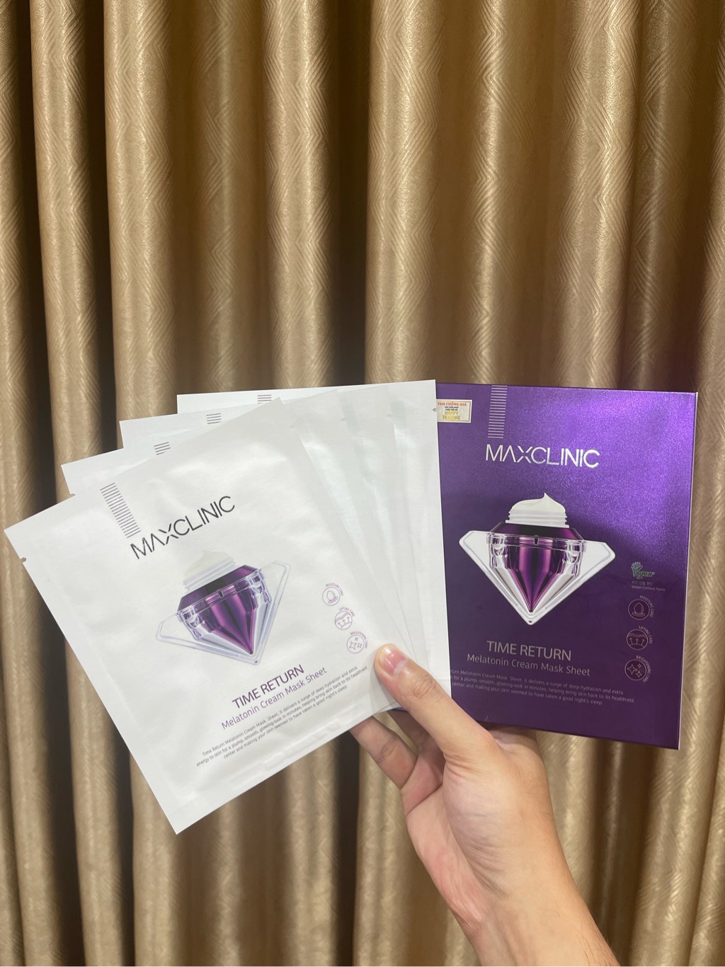 Hộp 4 Miếng Mặt Nạ Cấp Ẩm, Dưỡng Sáng Da Maxclinic Time Return Melatonin Cream Mask Sheets Hàn Quốc 28ml