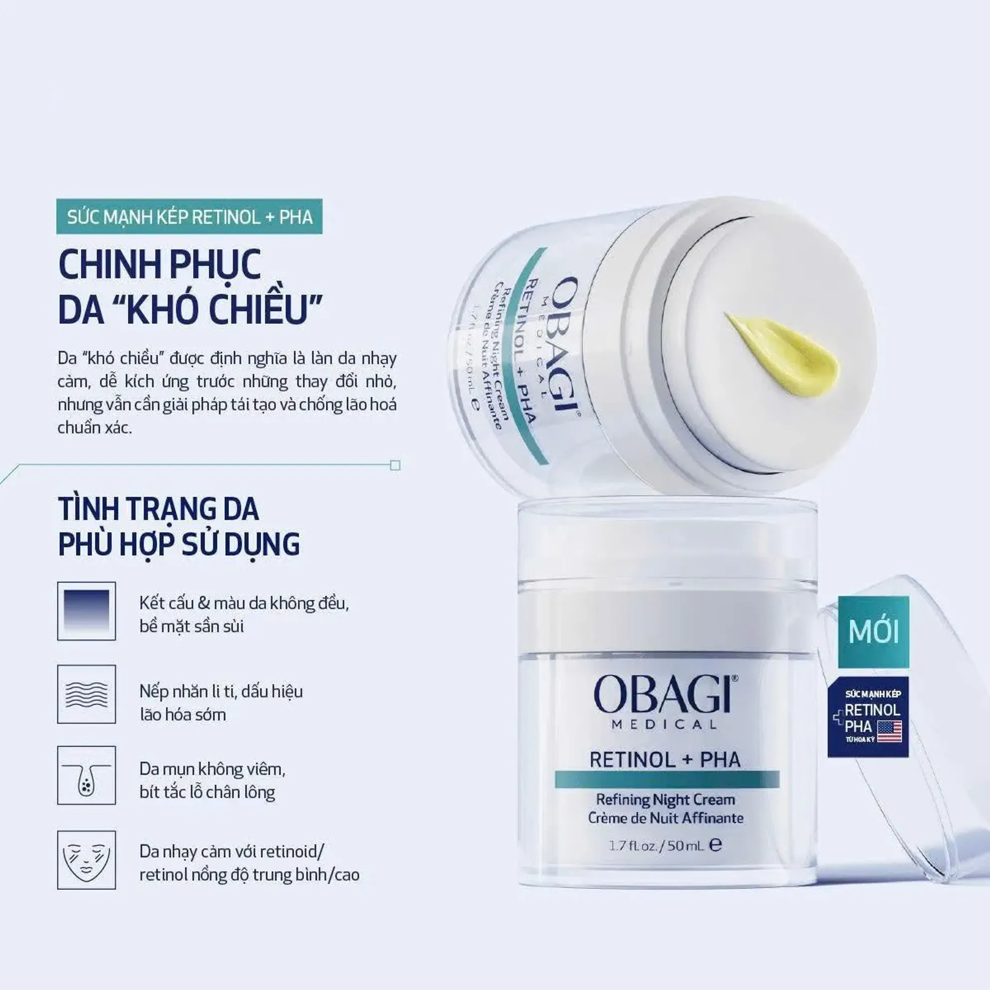 f413 - Kem dưỡng trẻ hóa, sáng da ban đêm Obagi Retinol + PHA Refining Night Cream 50ml