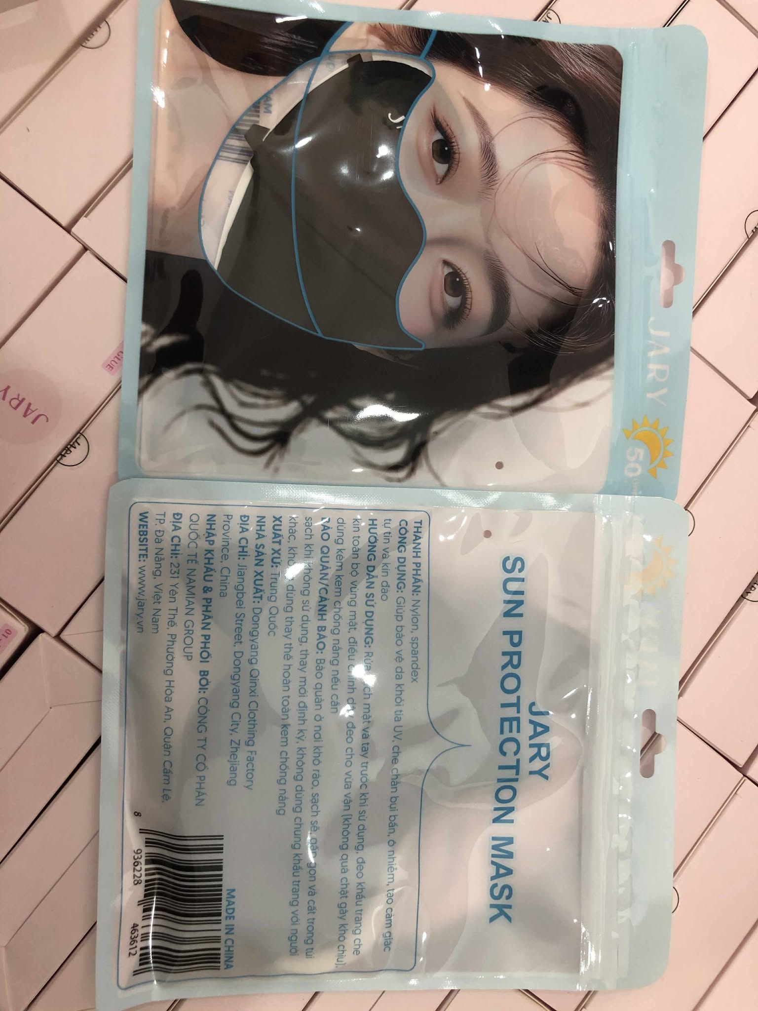 Khẩu Trang Vải, Logo Đổi Màu Chống Tia UV Jary Sun Protection Mask UPF50+