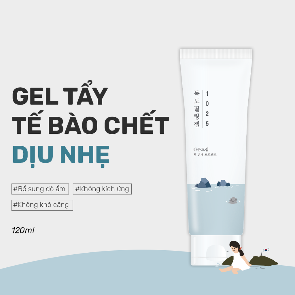 Gel Tẩy Tế Bào Chết Round Lab 1025 Dokdo Peeling Gel 120ml phù hợp cho da nhạy cảm