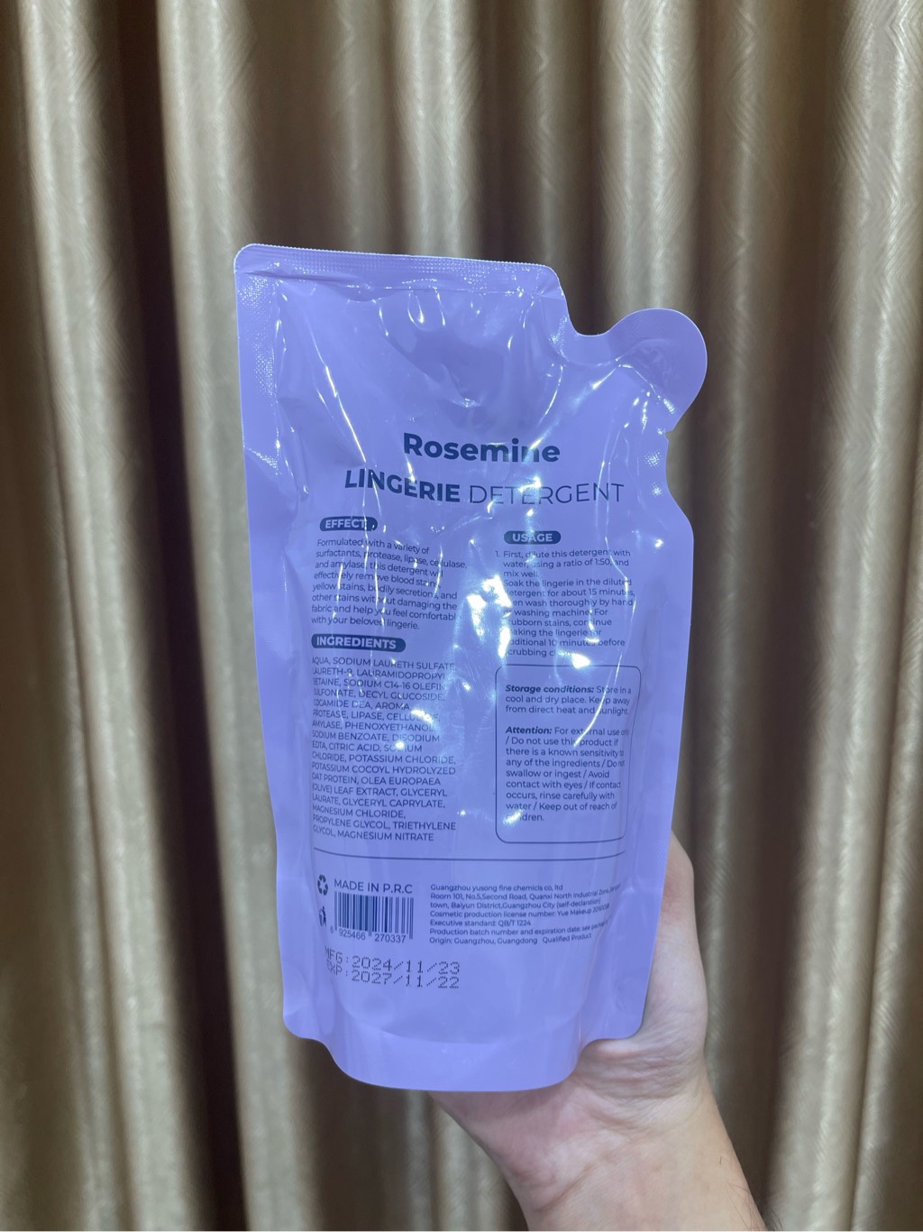 Nước Giặt Đồ Lót Lành Tính & Dịu Nhẹ Rosemine Lingerie Detergent Hàn Quốc 300ml