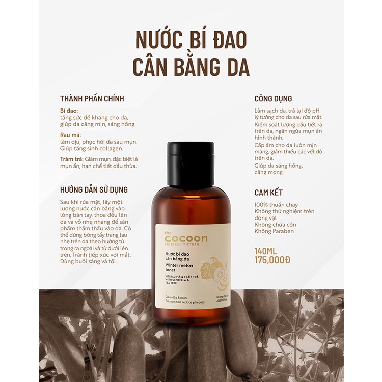 f300 - Nước bí đao cân bằng da Cocoon Winter Melon Toner 140ml - 310ml
