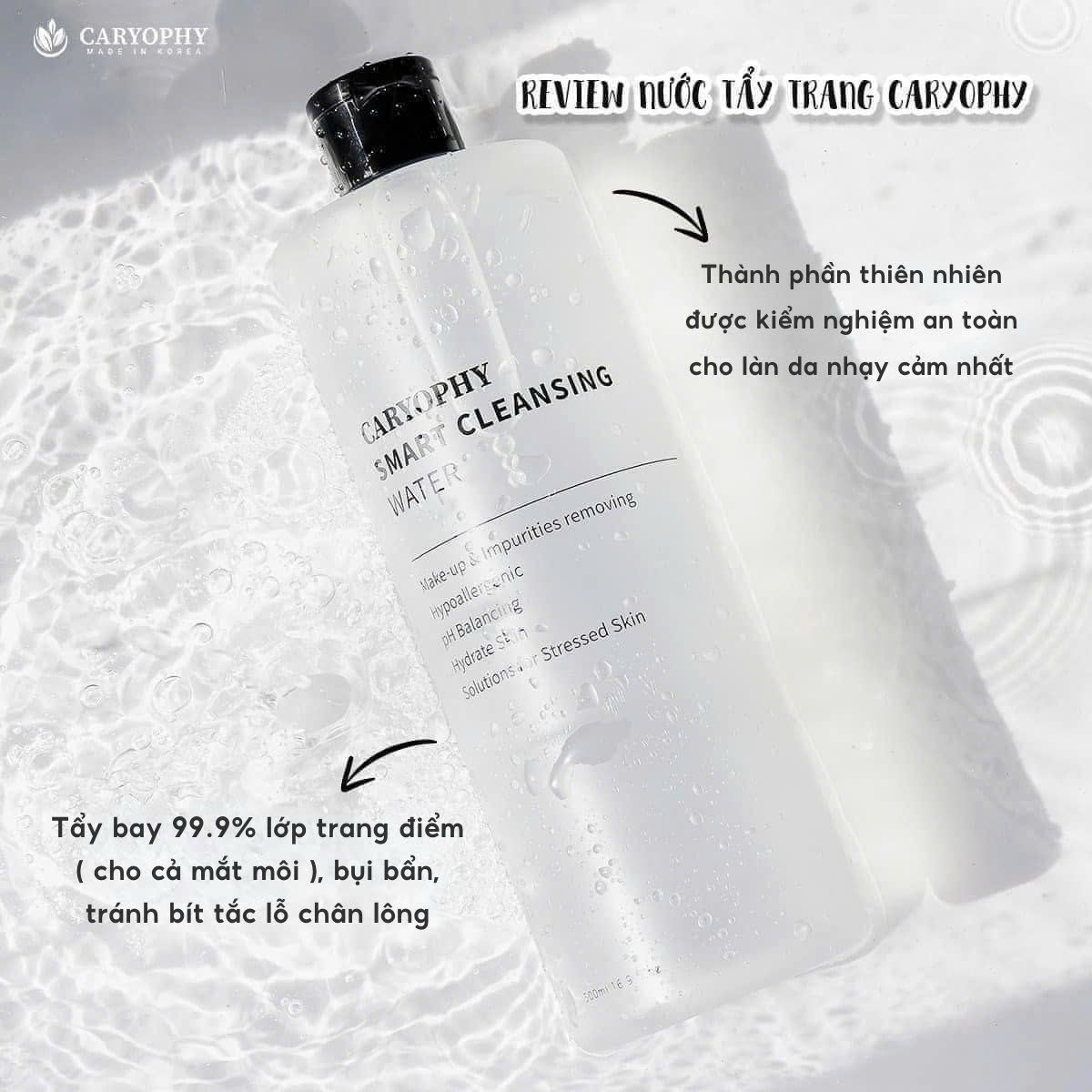 Nước Tẩy Trang Caryophy làm sạch, giữ ẩm trên da, lành tính Smart Cleansing Water 500ml LYO