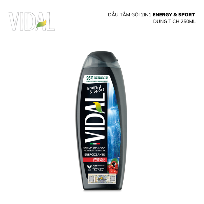 Dầu Gội 2 Trong 1 Ý Vidal Hương Thơm Quyến Rũ, Giúp Tóc Óng Mượt & Chắc Khỏe, Dành Cho Cả Gia Đình 250ml/500ml
