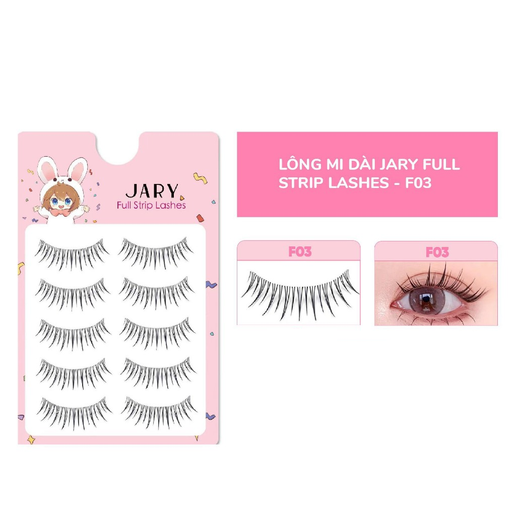Lông Mi Giả Gân Trong Cao Cấp Jary Full Strip Lashes Mỏng Nhẹ Tự Nhiên Hàn Quốc
