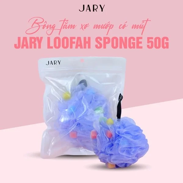 Bông tắm xơ mướp có mút Jary Loofah Bath Sponge 50g (Màu Ngẫu Nhiên) LYO