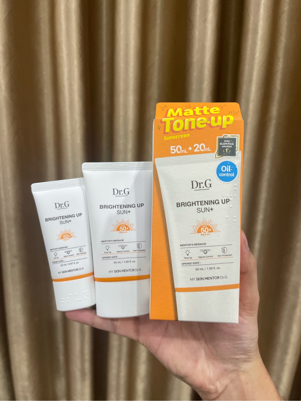 c840 - Bộ Sản Phẩm Kem chống nắng Dr.G  Brightening Up Sun+ SPF 50+ PA +++ 10ml - 20ml - 50ML (Cam)