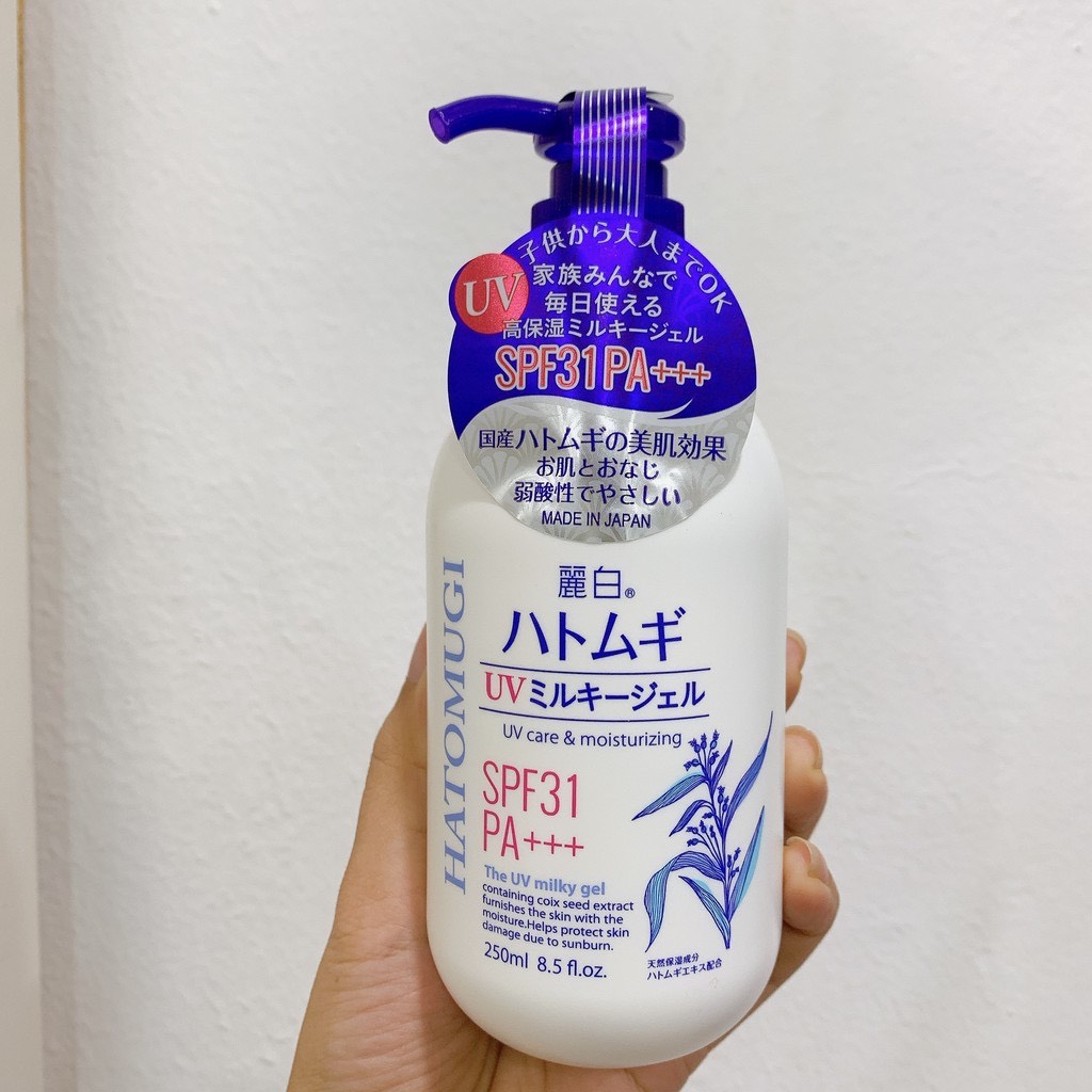 d726 - Sữa Dưỡng Thể Chống Nắng Ý Dĩ  Hatomugi SPF31 PA+++ UV Care Moisturizing Milky Gel 250ml