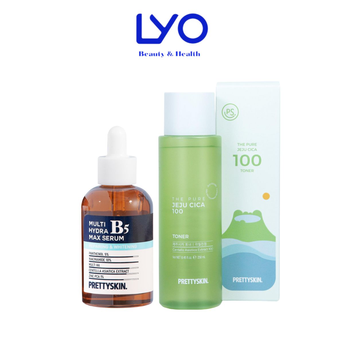 e714 - Prettyskin - Combo 2 sp phục hồi, giảm mụn da dầu (Toner rau má, Serum B5 xanh đậm)