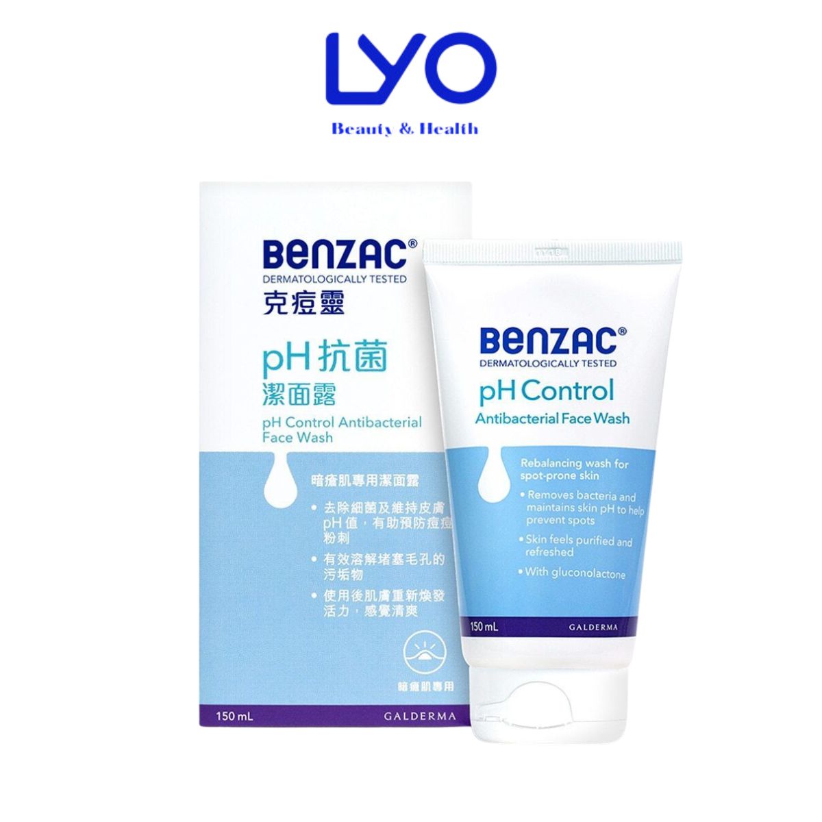 Sữa rửa mặt giúp diệt khuẩn & cân bằng pH cho da mụn BENZAC pH Control Antibacterial Wash 150ml