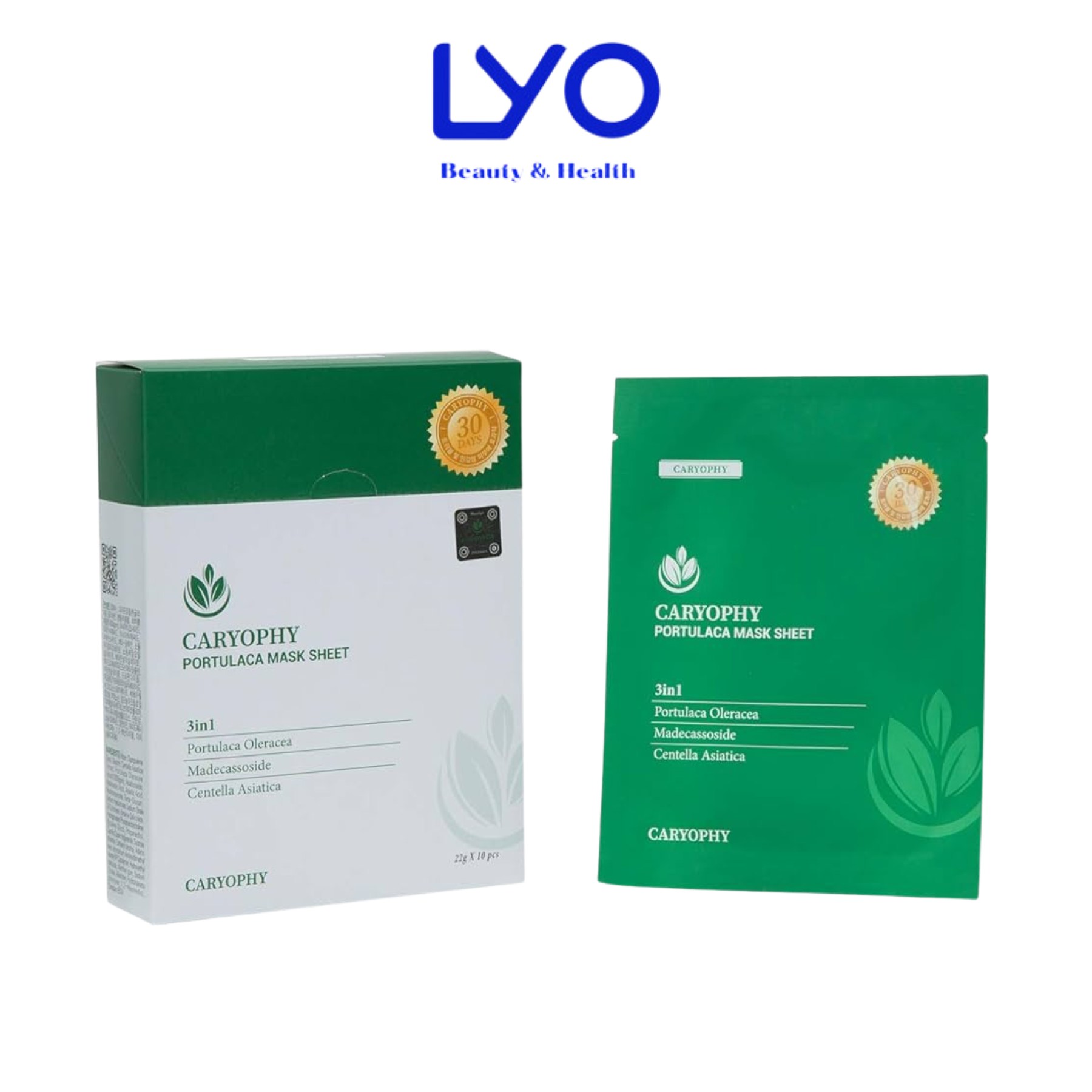 Nguyên Hộp Combo 10 Mặt Nạ Hỗ Trợ Giảm Mụn Caryophy Portulaca Mask Sheet 22g