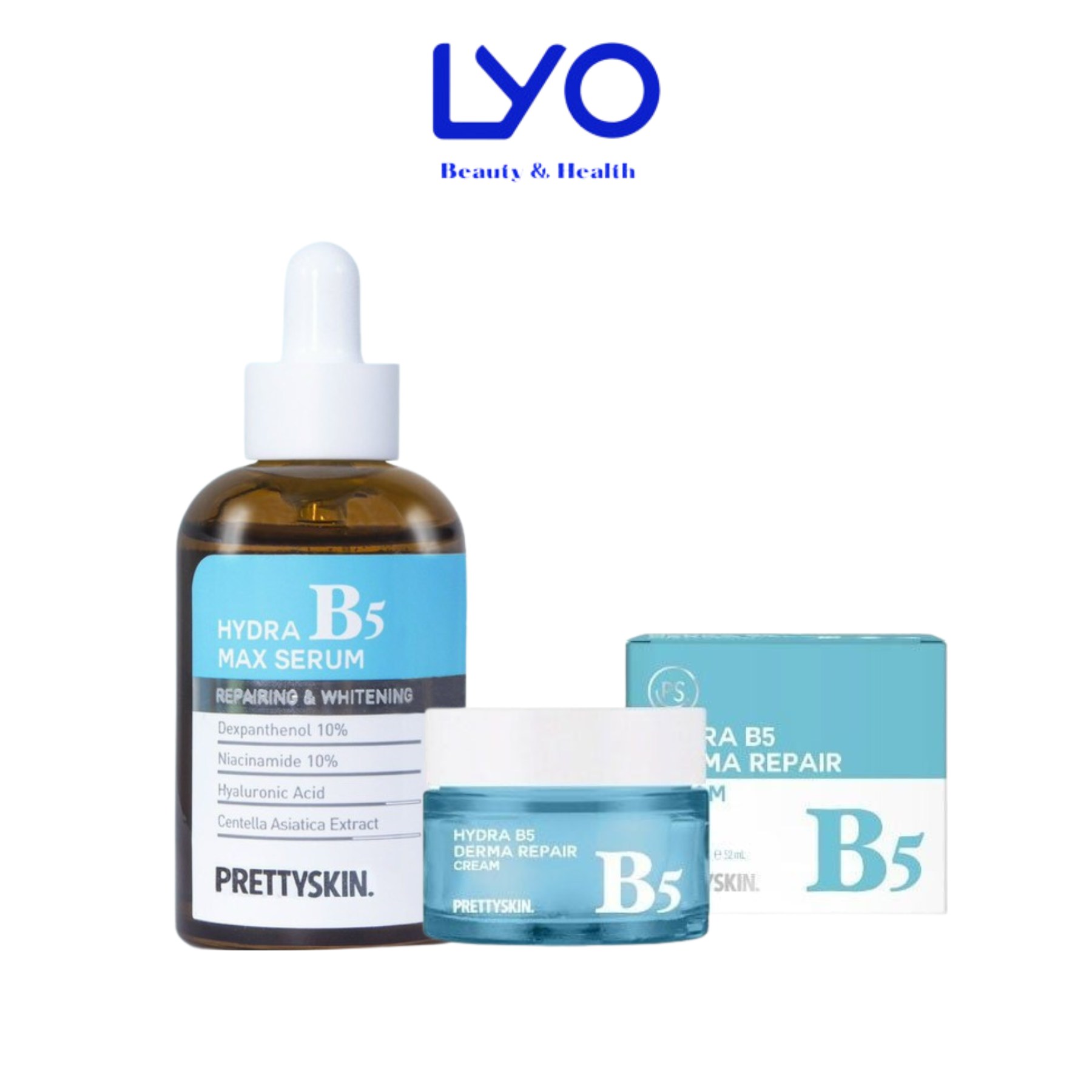 e725 - Pretty Skin - Combo 2 sp cấp ẩm phục hồi dưỡng trắng (Serum b5 xanh nhạt và kem dưỡng b5)