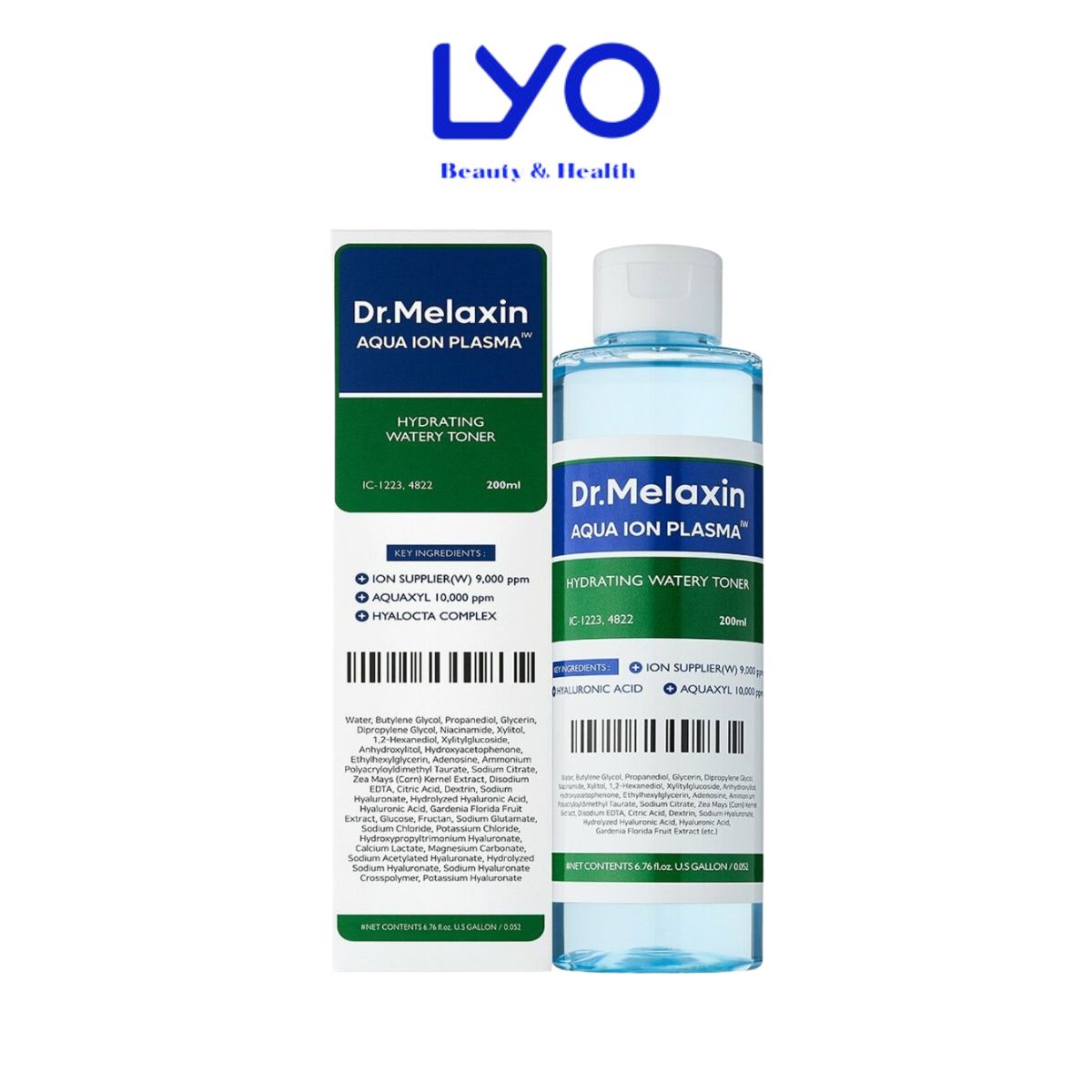 Toner dưỡng ẩm Aqua Ion Plasma 200ml Dr Melaxin ,cân bằng độ ẩm và giảm thiểu sự mất nước trên da