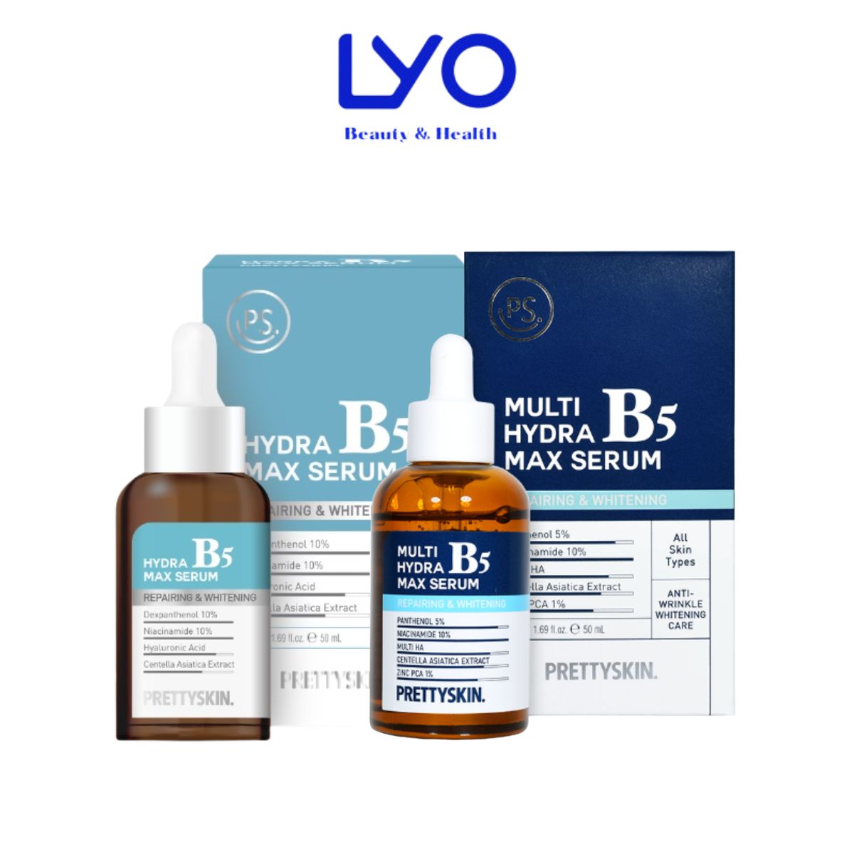 e708 - Pretty Skin - Combo 2 sp Serum Hydra B5 Max Serum (xanh Nhạt Và Xanh đậm) Phục Hồi Dưỡng Trắng Dành Cho Da Dầu Mụn 50ml