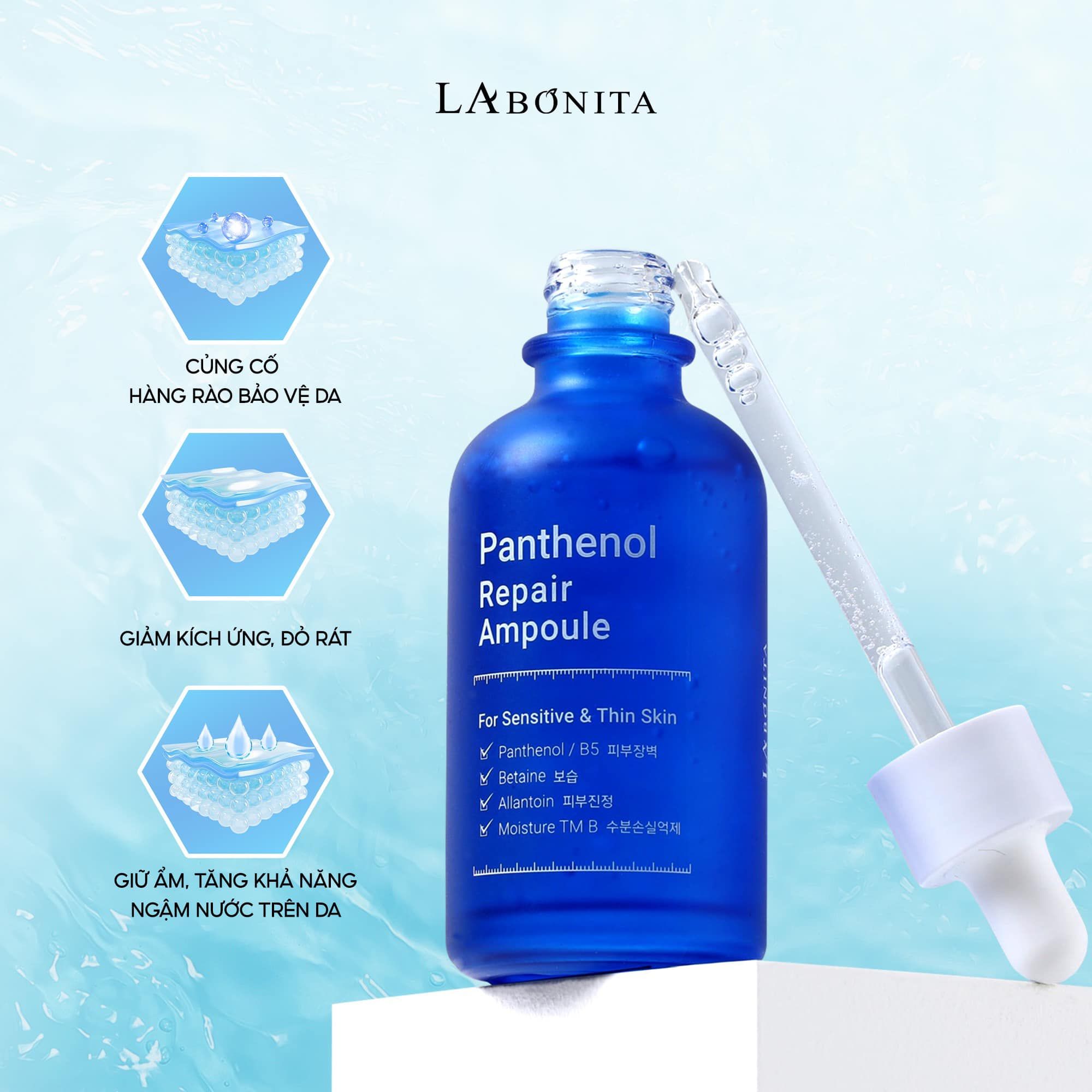 Serum hỗ trợ phục hồi làm dịu da La Bonita Panthenol Repair Ampoule 50ml LYO