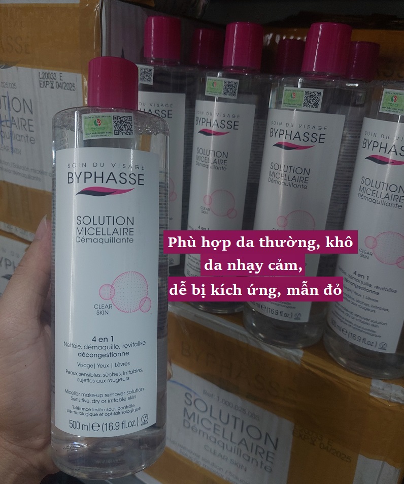d99 - Nước Tẩy Trang Byphasse Solution Micellaire 500ml Màu Hồng và Xám Than