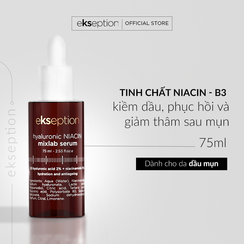 Tinh Chất Serum Dưỡng Sáng Da, Mờ Thâm Mụn Ekseption Hyaluronic Niacin HA + 5% B3 75ml