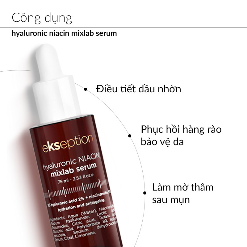 Tinh Chất Serum Dưỡng Sáng Da, Mờ Thâm Mụn Ekseption Hyaluronic Niacin HA + 5% B3 75ml