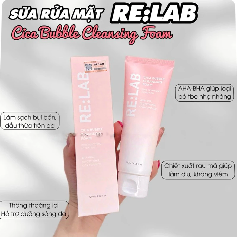 e236 - Re:lab - Sửa Rửa Mặt Cica Bubble Cleansing Foam 120ml